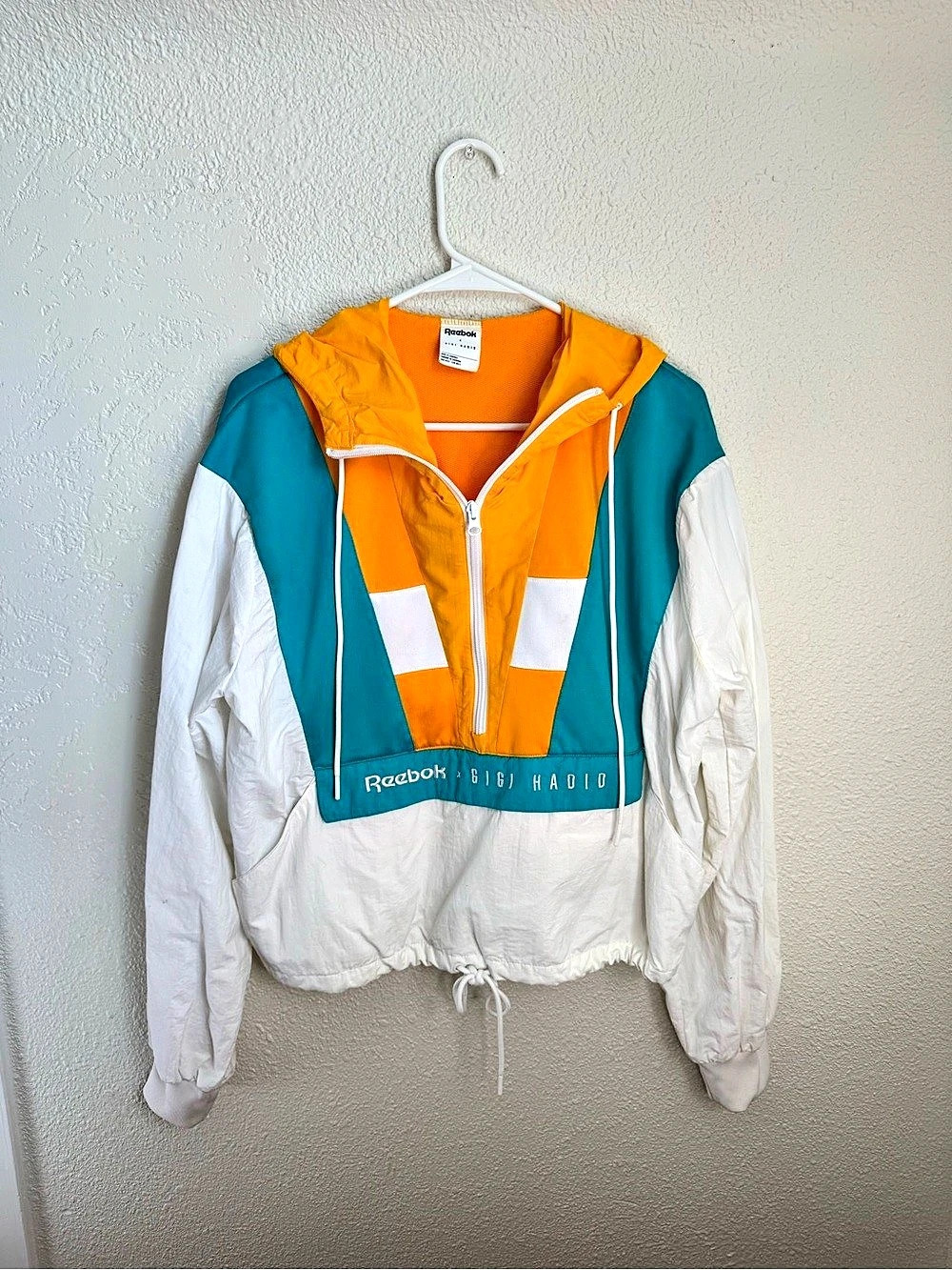 Reebok x Gigi Hadid Colorblock Anorak Track Jacket Orange & White